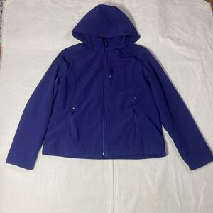 Boeing Womens Small Purple Soft Shell  Hooded Jacket Full Zip Pockets